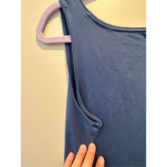 J. Jill Perfect Pima Blue V-Neck Sleeveless Maxi Dress Size Small - Picture 4 of 9